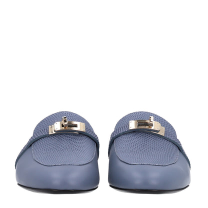 Hermes Lizard Calfskin Oz Mules 41 Bleu Grignon 3 of 11