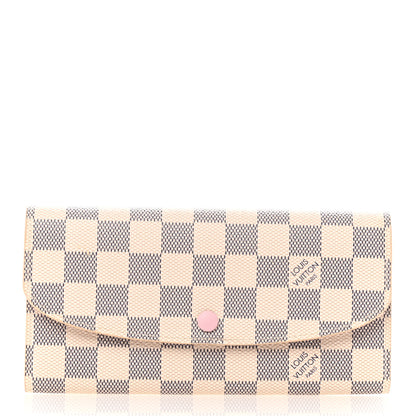 Louis Vuitton Damier Azur Emilie Wallet Rose Ballerine 1 of 9