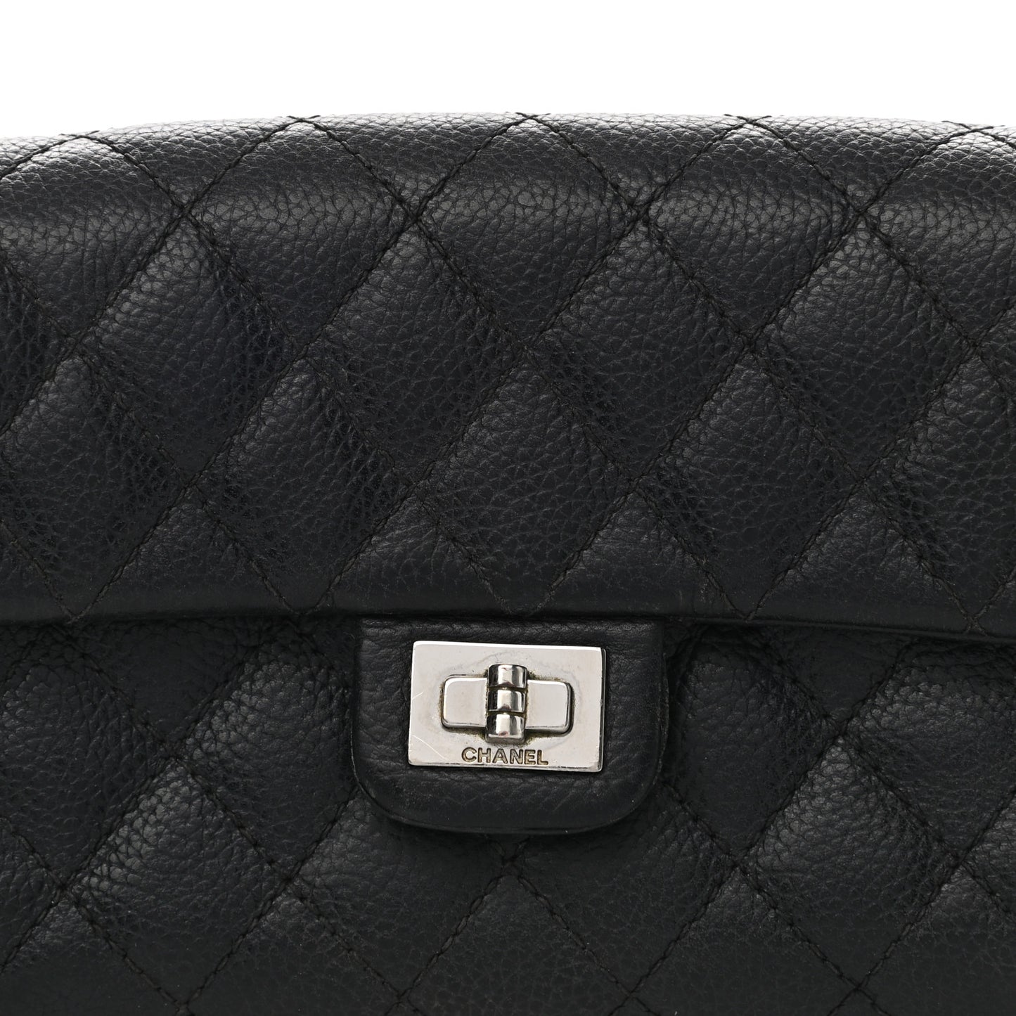 Grained Calfskin Quilted 2.55 Reissue Flap Belt Bag Clutch Black