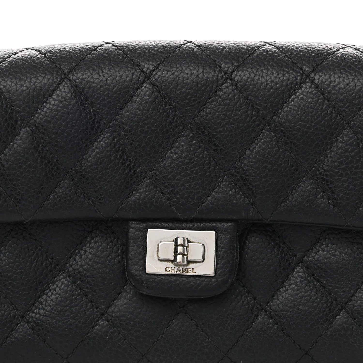 Chanel Grained Calfskin Quilted 2.55 Reissue Flap Belt Bag Clutch Black 8 of 10