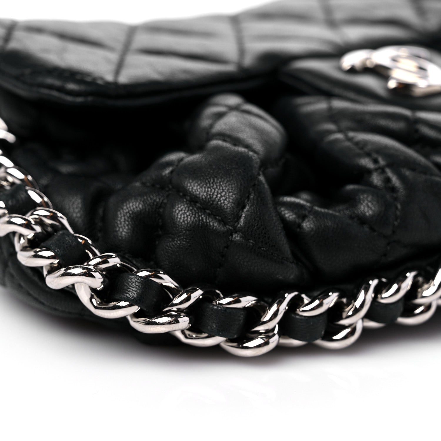Chanel Washed Lambskin Quilted Mini Chain Around Flap Black 8 of 14