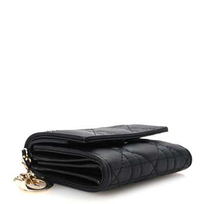 Christian Dior Lambskin Cannage Lady Dior Lotus Wallet Black 4 of 13