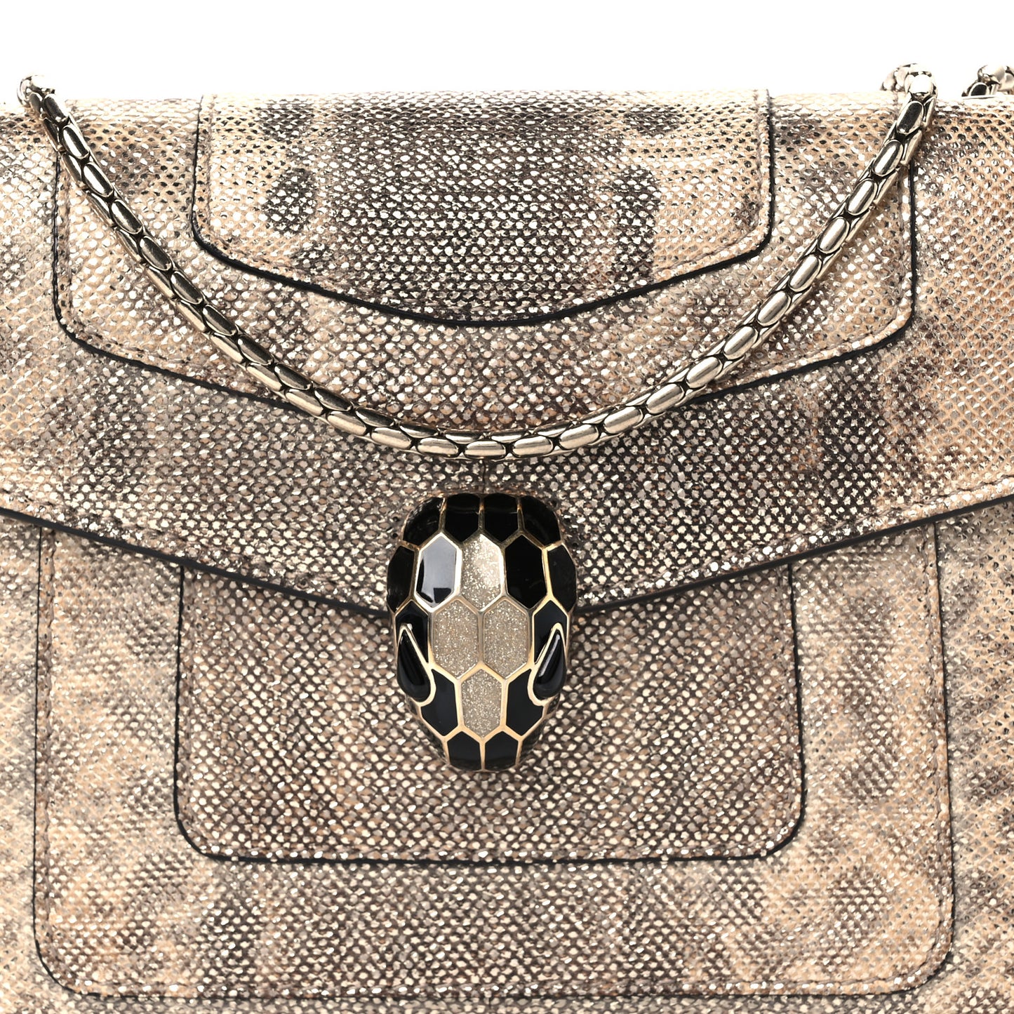 Metallic Karung Serpenti Forever Crossbody Beige