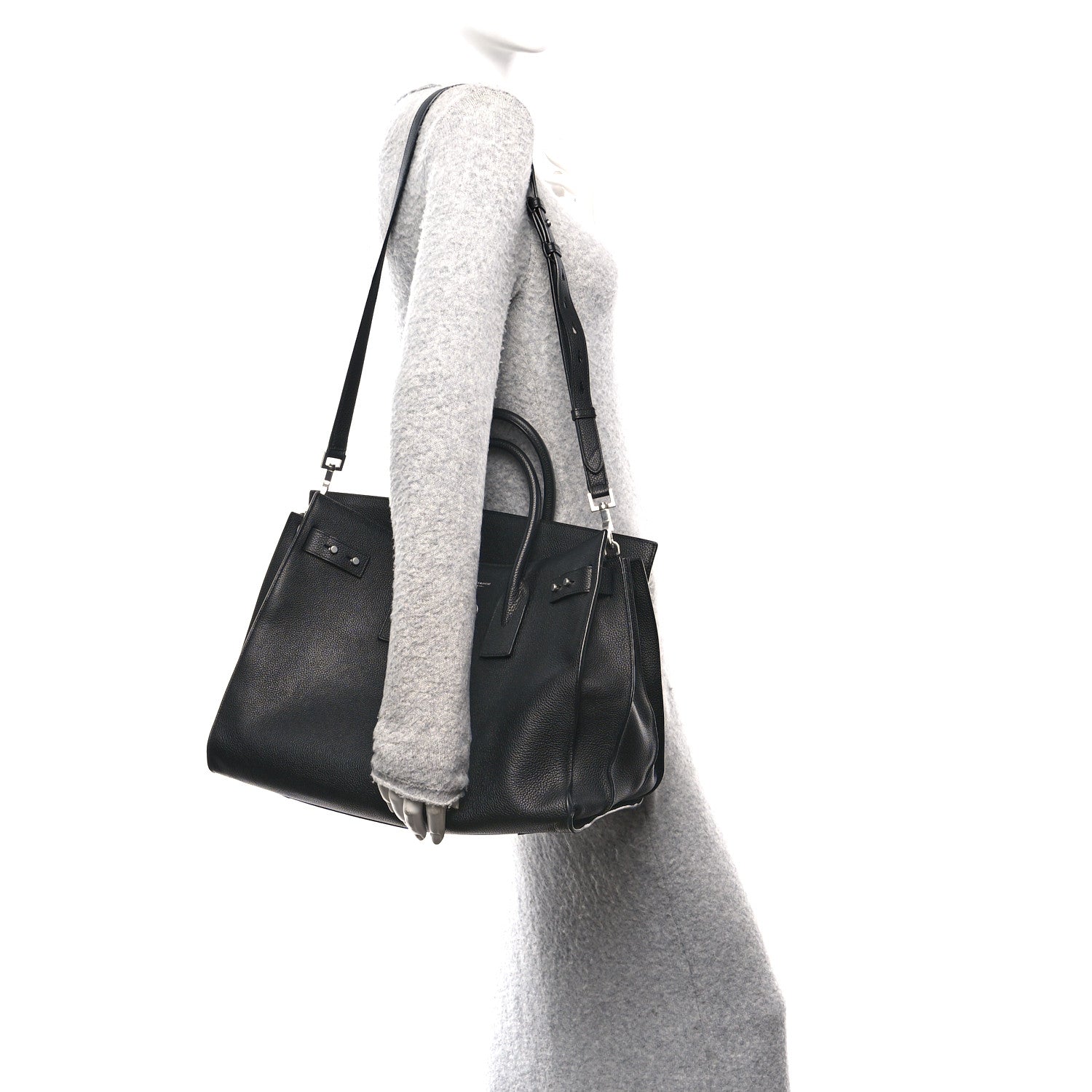 Saint Laurent Grained Calfskin Large Souple Sac De Jour Black 2 of 11