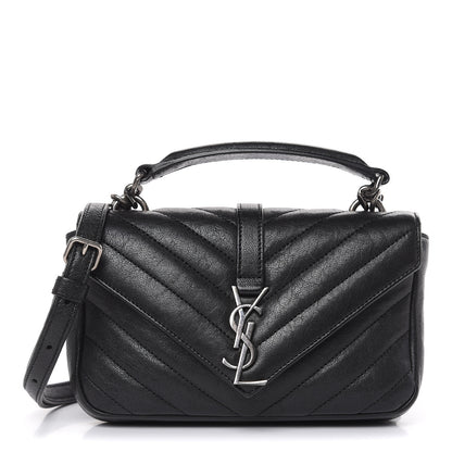 Saint Laurent Sheepskin Matelasse Chevron Monogram College Chain Wallet Black 1 of 10