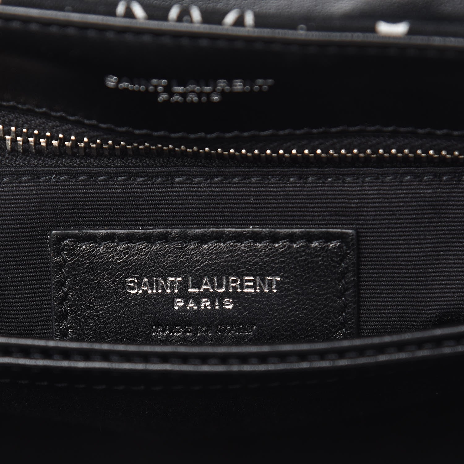 Saint Laurent Cotton Bandana Y Quilted Monogram Toy Loulou Crossbody Bag Black White 6 of 11