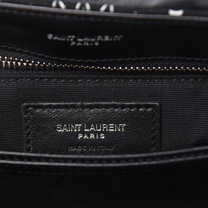 Saint Laurent Cotton Bandana Y Quilted Monogram Toy Loulou Crossbody Bag Black White 6 of 11