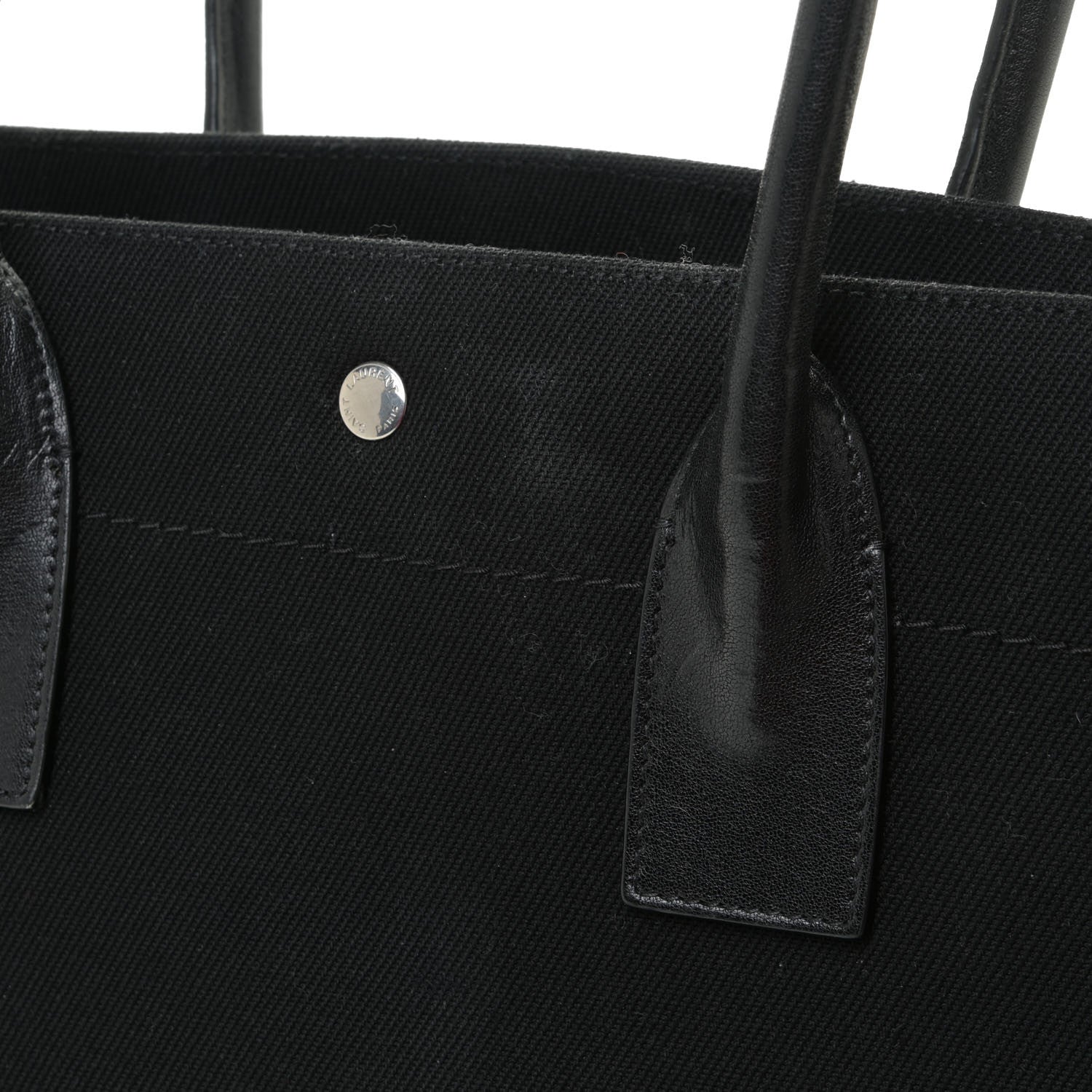 Saint Laurent Linen Calfskin Rive Gauche Tote Black 16 of 17