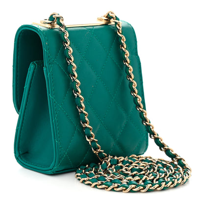 Chanel Lambskin Quilted Mini Trendy CC Clutch With Chain Green 3 of 10