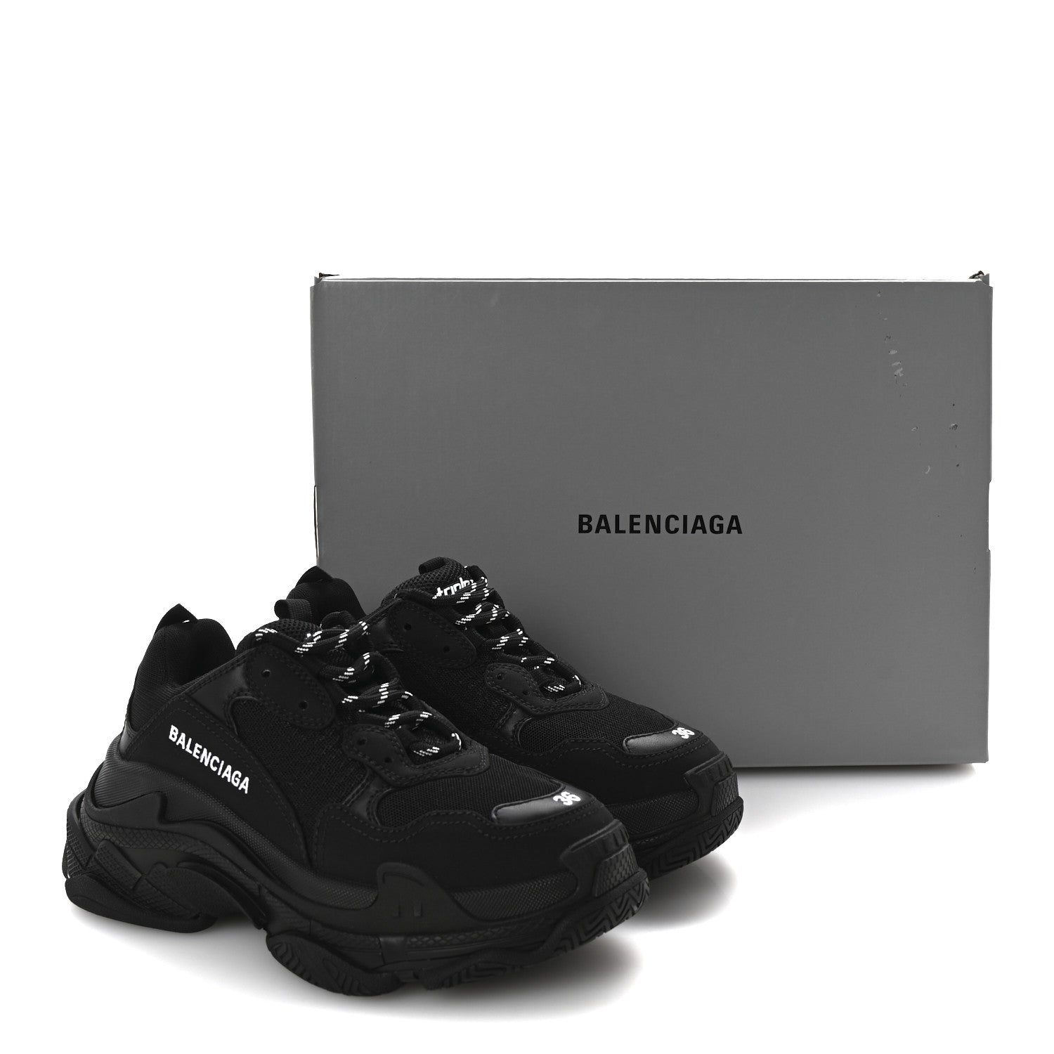 Balenciaga Fabric Mesh Womens Triple S Sneakers 36 Black 10 of 10