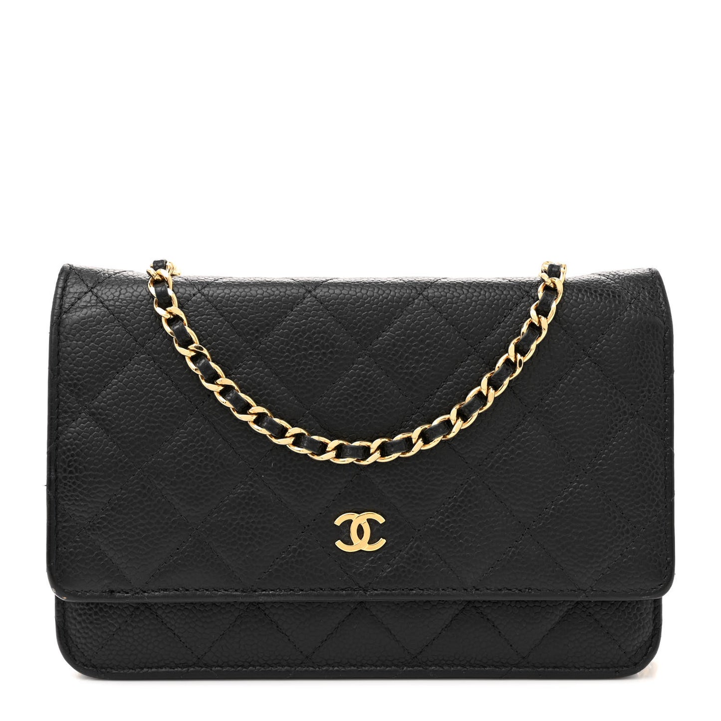 Caviar Quilted Wallet on Chain WOC Black