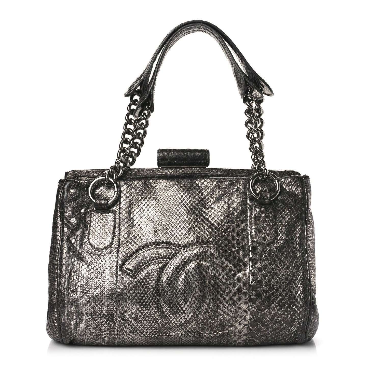 Metallic Python Small Perfect Day Tote Silver