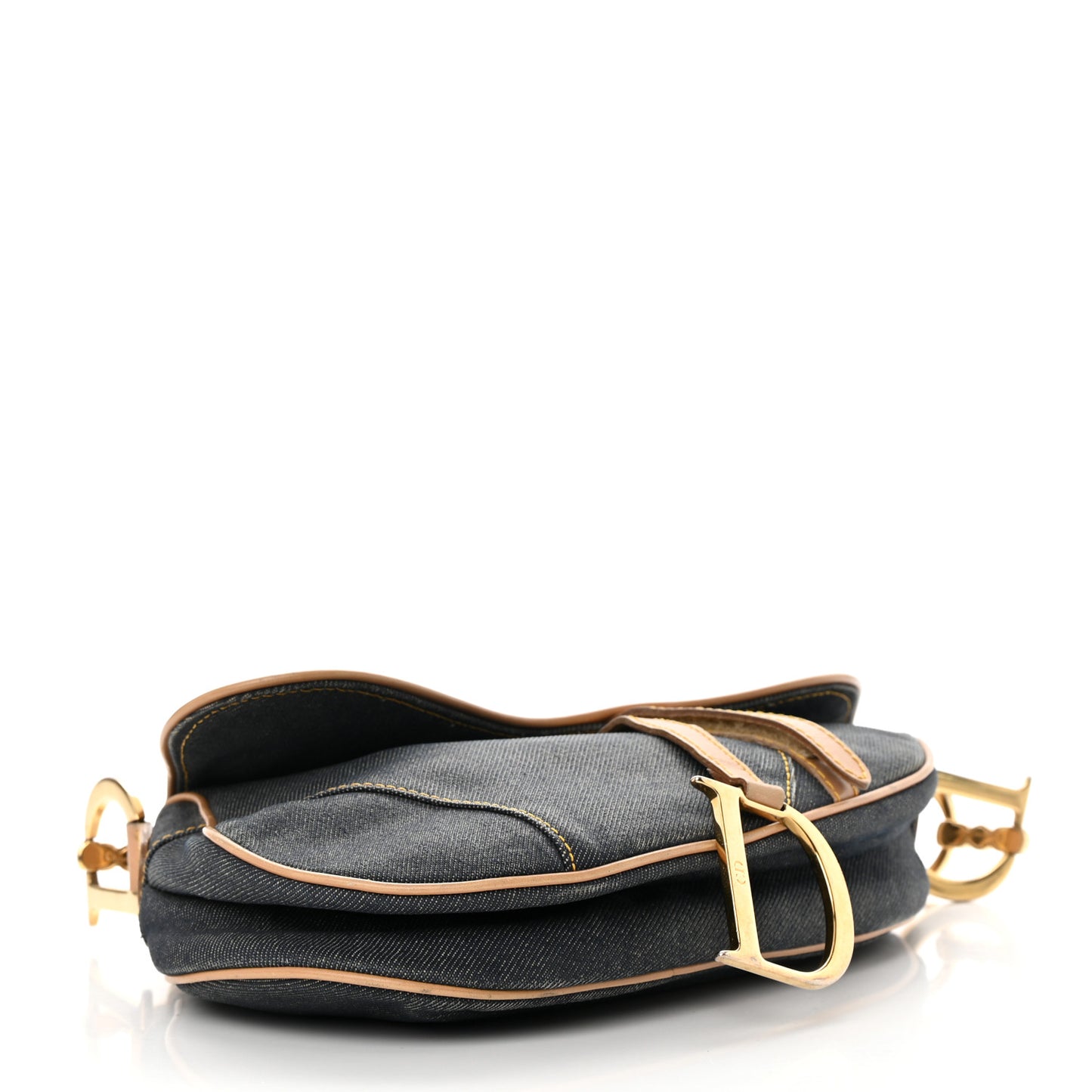 Denim Calfskin Saddle Bag Blue