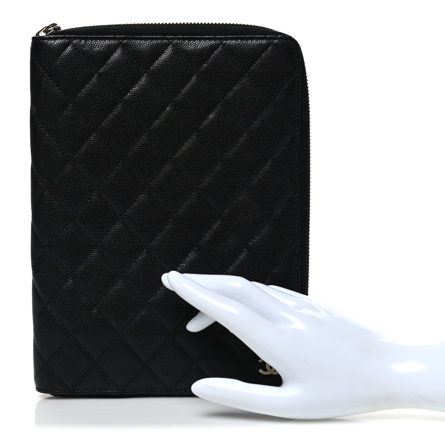 Chanel Caviar Quilted Zip Around Notebook Agenda Cover Black 2 of 8