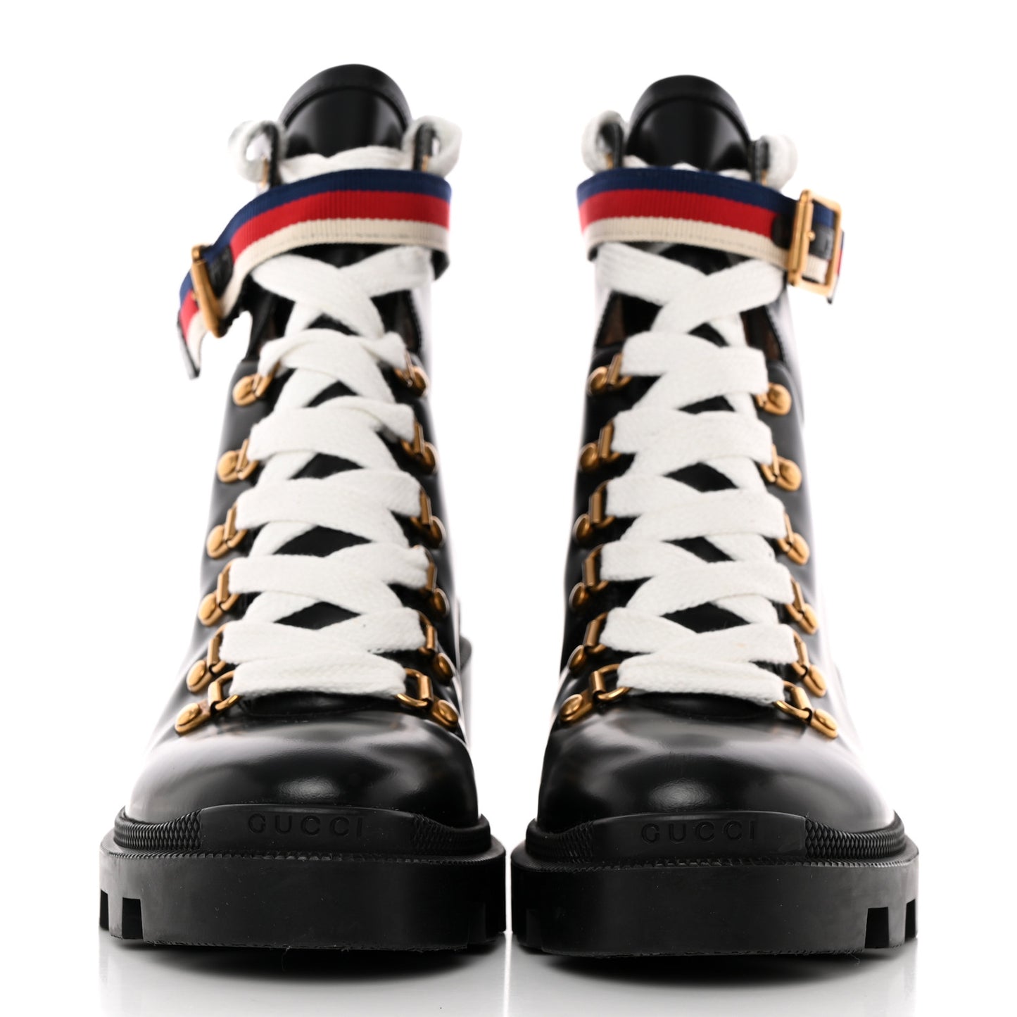 Calfskin Sylvie Web Womens Lace Up Combat Boots 38 Black
