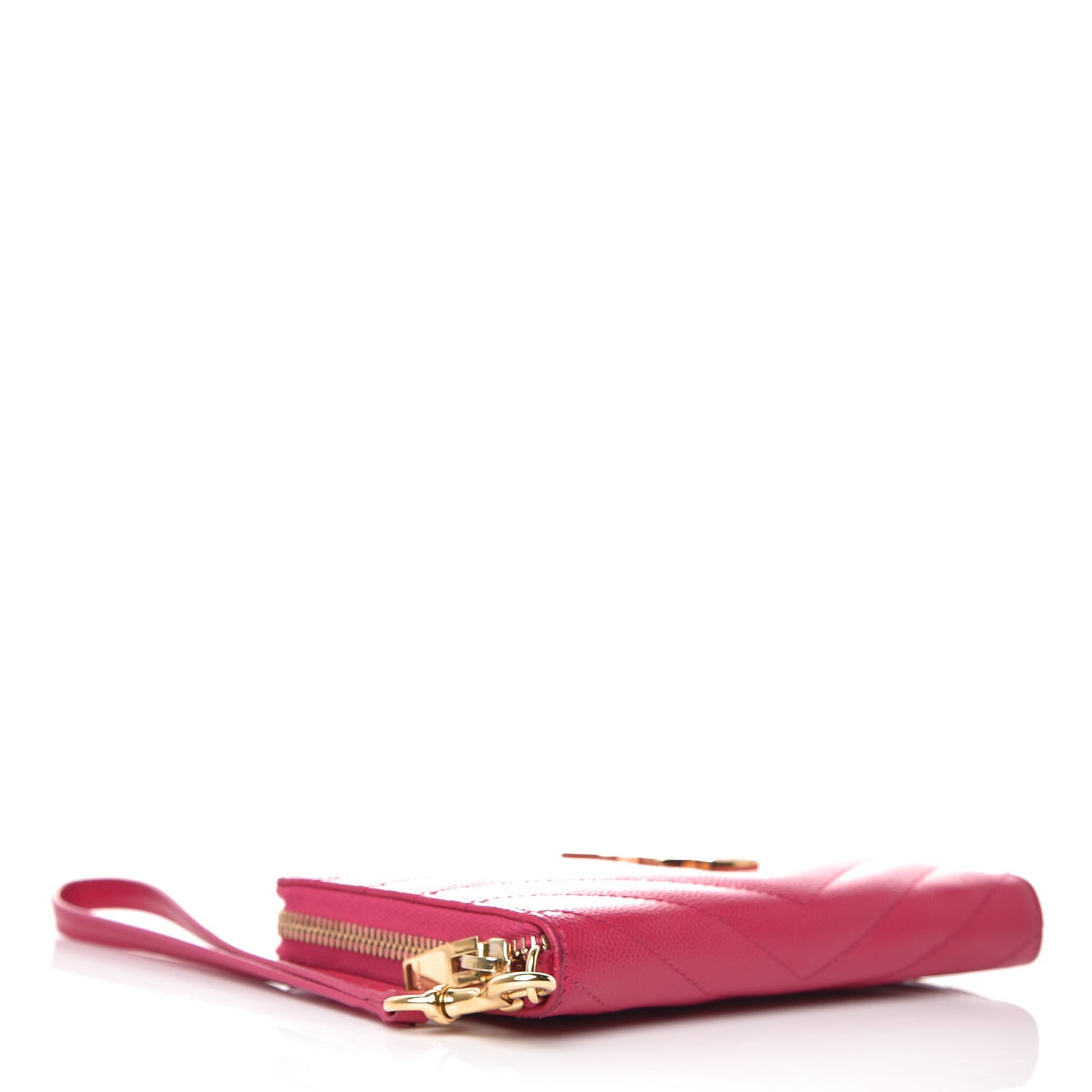 Saint Laurent Grain De Poudre Matelasse Chevron Monogram Phone Wallet Pink 4 of 8