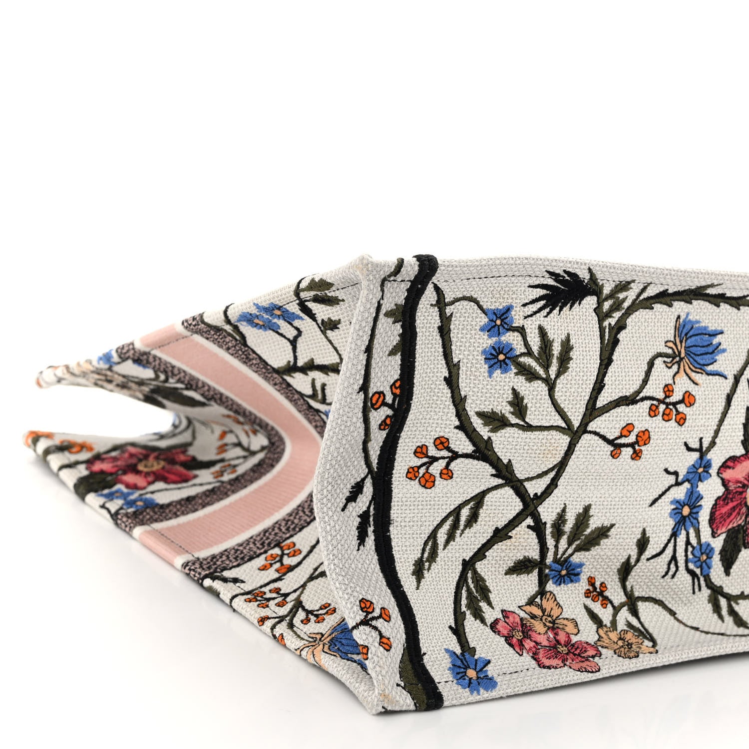 Christian Dior Canvas Embroidered Large Rosa Mutabilis Book Tote White Multicolor 8 of 9