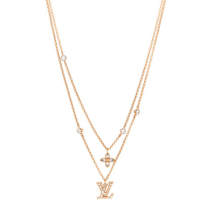 Louis Vuitton Metal Crystal Lady LV Necklace Gold 1 of 7