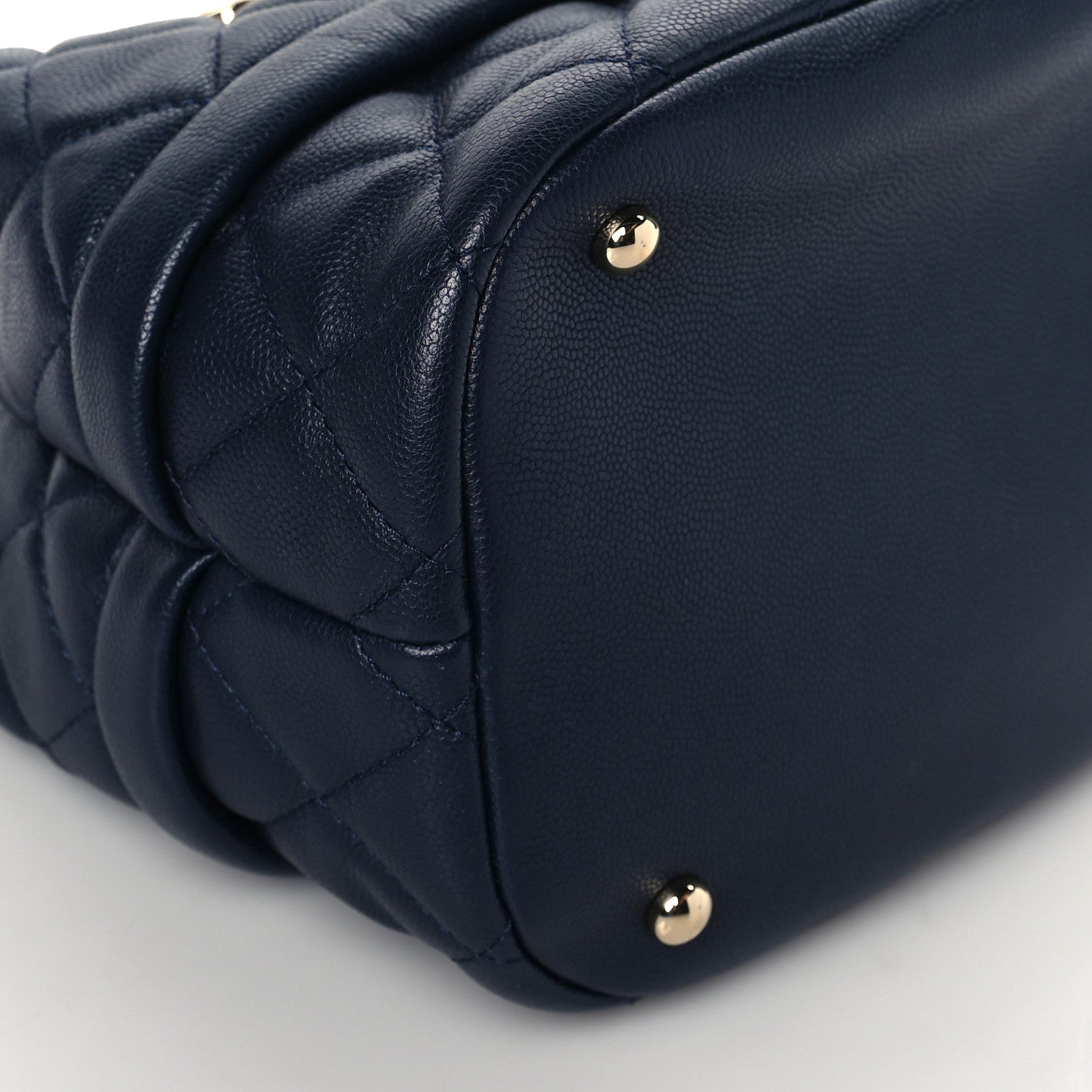 Chanel Caviar Quilted Rolled Up Bucket Drawstring Bag Navy 9 of 10