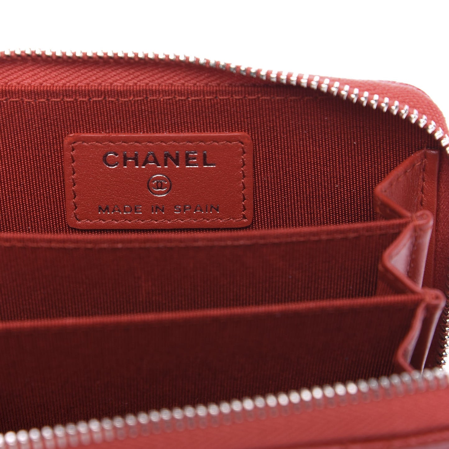 Caviar Quilted Zip Coin Purse Red