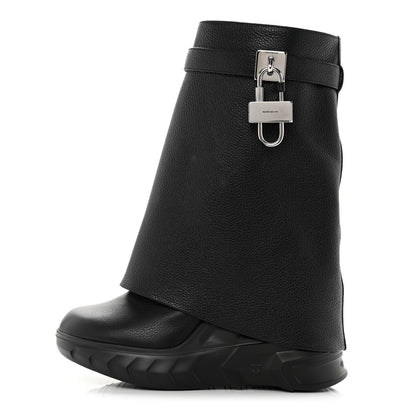 Givenchy Grained Calfskin Shark Lock Biker Ankle Boots 39 Black 1 of 8