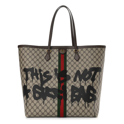 Gucci X BALENCIAGA BB Supreme Monogram Web Graffiti Large Ophidia Shopping Tote Beige New Acero 1 of 10