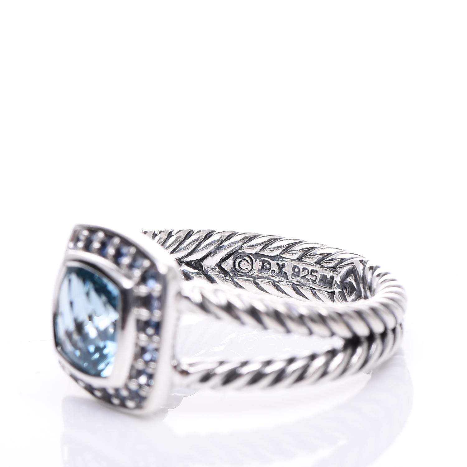 David Yurman Sterling Silver Sapphire Blue Topaz 7mm Petite Albion Ring 52 6 5 of 5