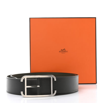 Hermes Box Togo 32mm Quentin Belt 95 Black Chocolate 7 of 7