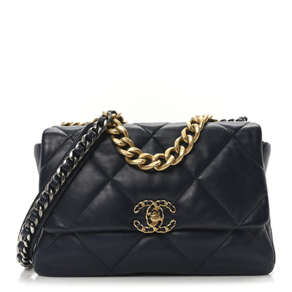 Chanel Lambskin Quilted Large Chanel 19 Flap Dark Blue 1 of 11