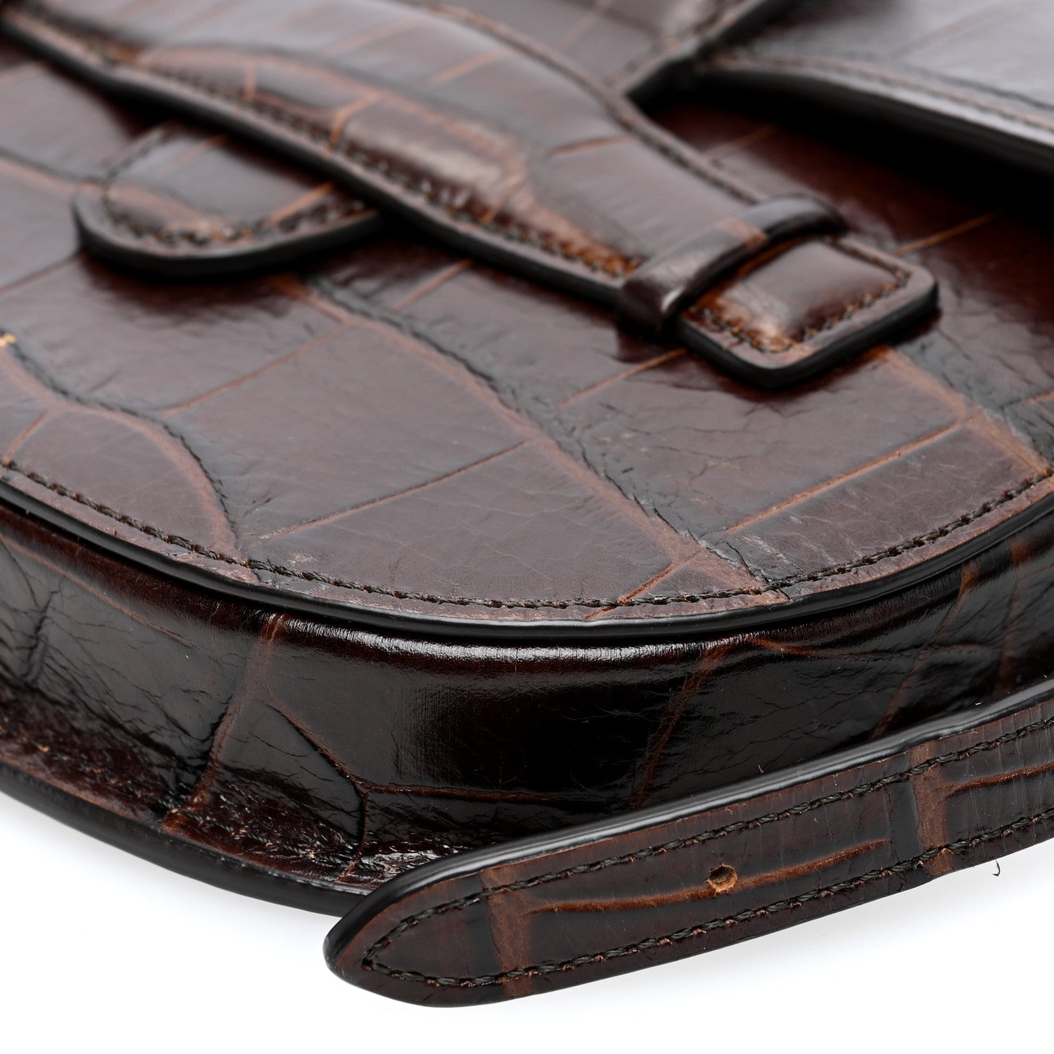 Celine Crocodile Embossed Calfskin Mini Symmetrical Bag Brown 9 of 9