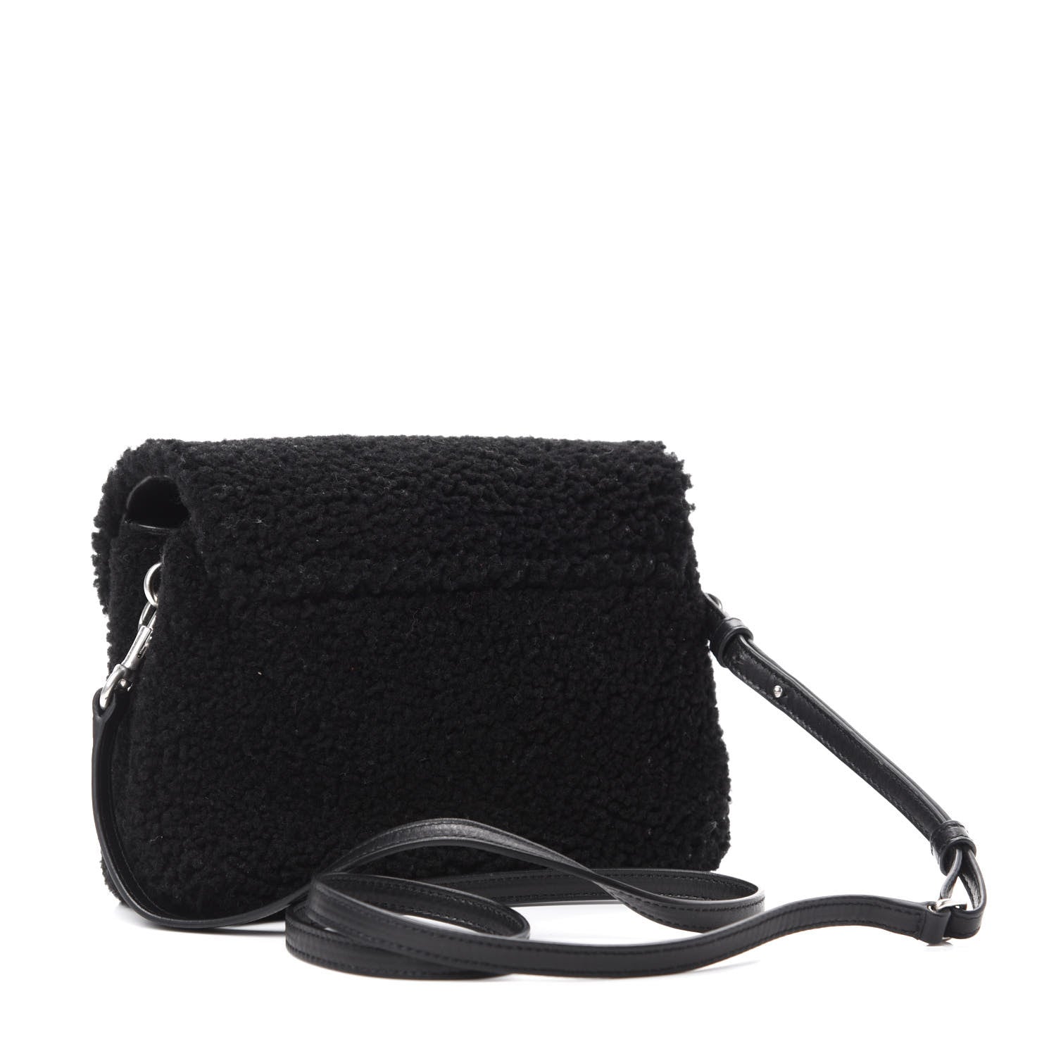 Saint Laurent Shearling Toy Loulou Shoulder Bag Black 3 of 11