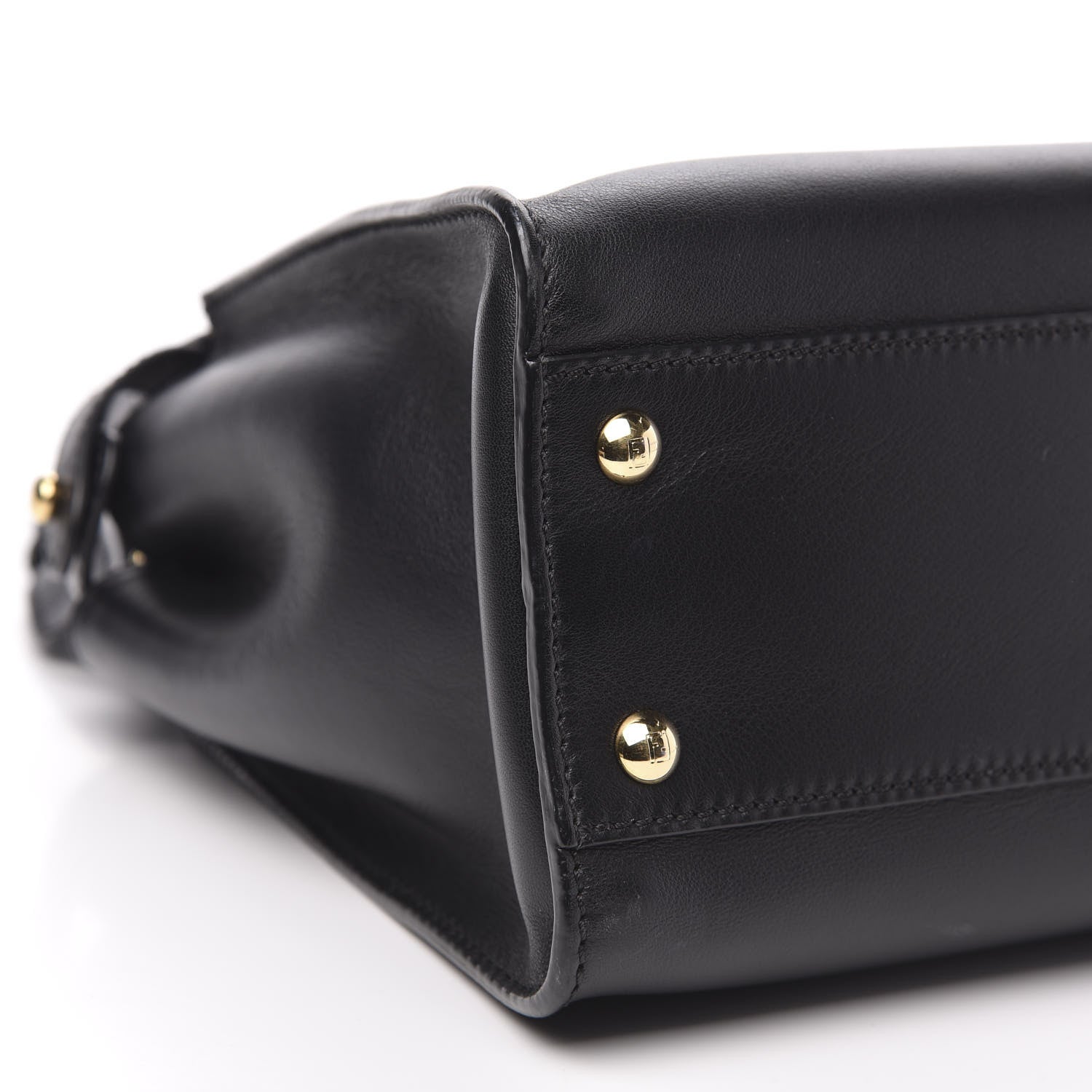 Fendi Vitello Seta Shiny Nappa Medium Peekaboo Iconic Satchel Black 9 of 10