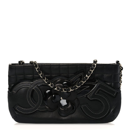 Chanel Lambskin Camellia No. 5 Chain Pouch Black 1 of 9