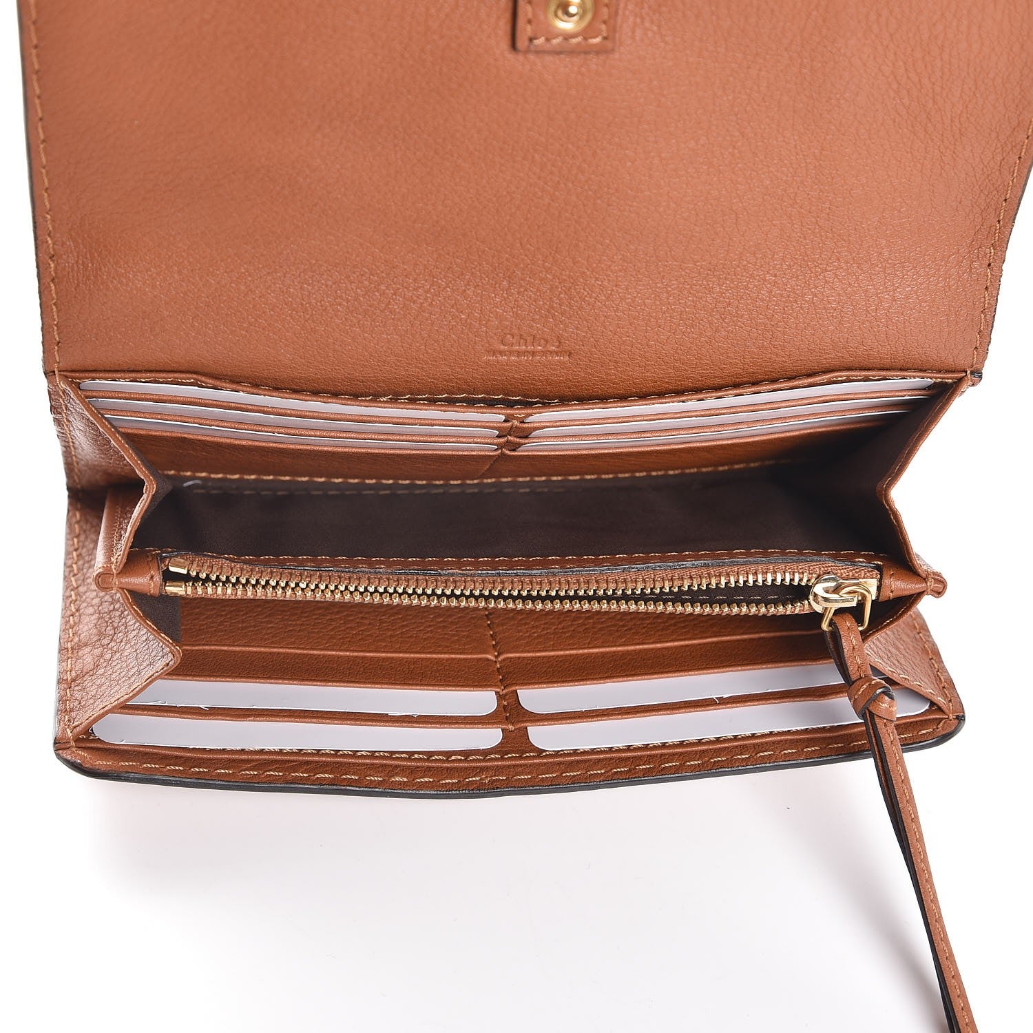 Chloe Calfskin Marcie Continental Flap Wallet Tan 6 of 16