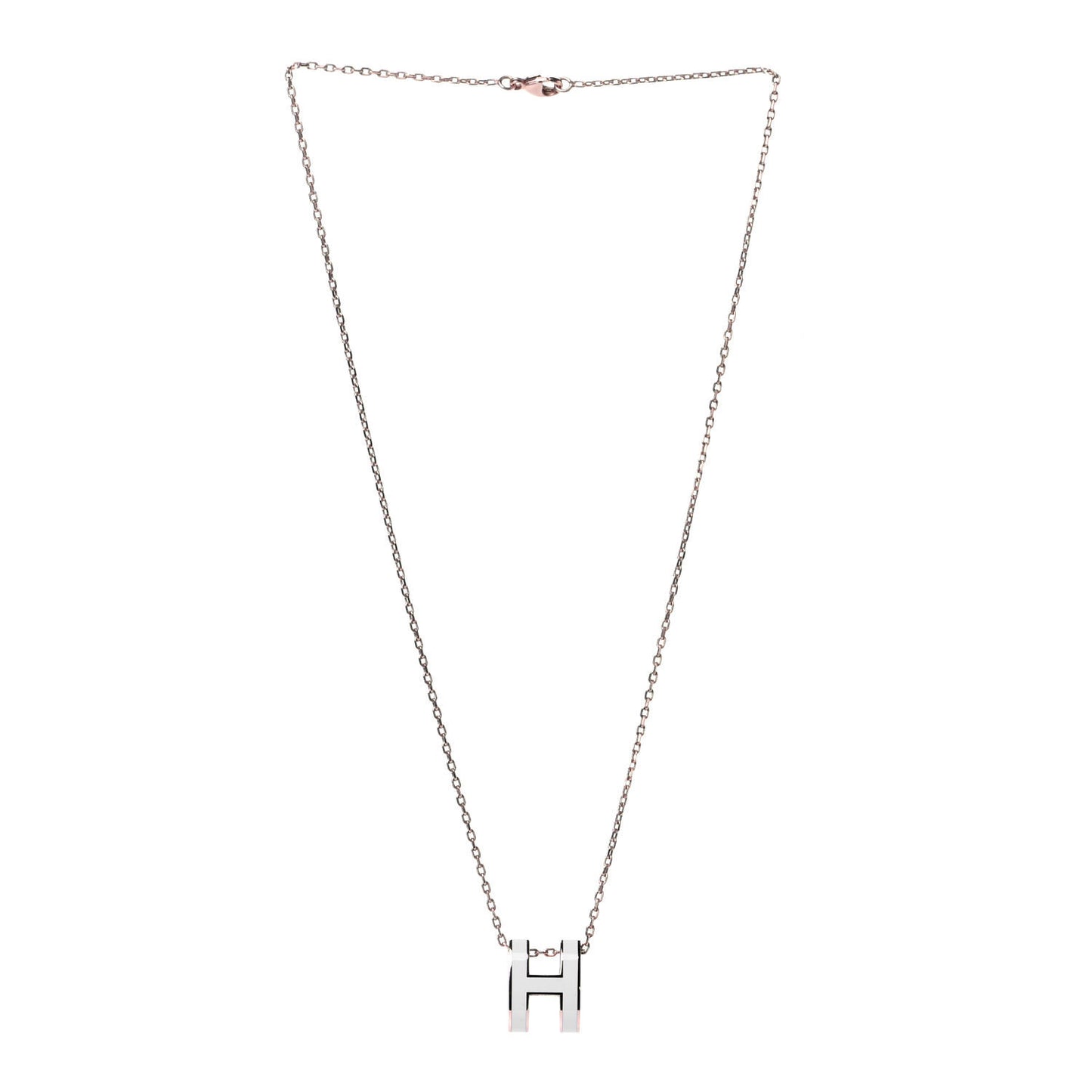 Lacquered Rose Gold Pop H Pendant Necklace White