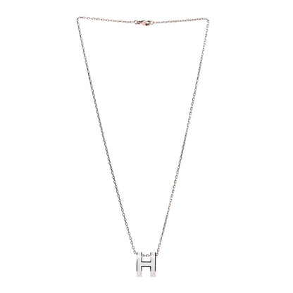 Hermes Lacquered Rose Gold Pop H Pendant Necklace White 2 of 4