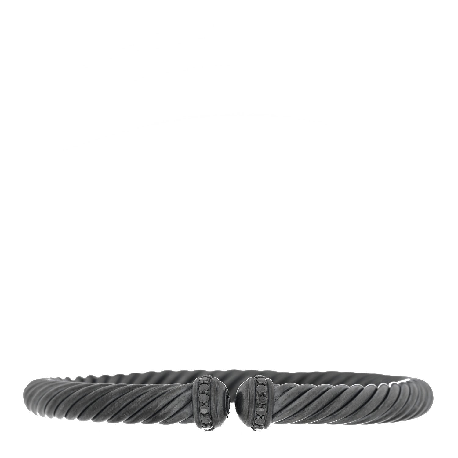 David Yurman Darkened Sterling Silver Black Diamond 7mm Cablespira Bracelet 1 of 4
