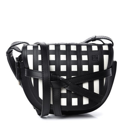Loewe Calfskin Small Gate Crossbody Bag Black White 1 of 10