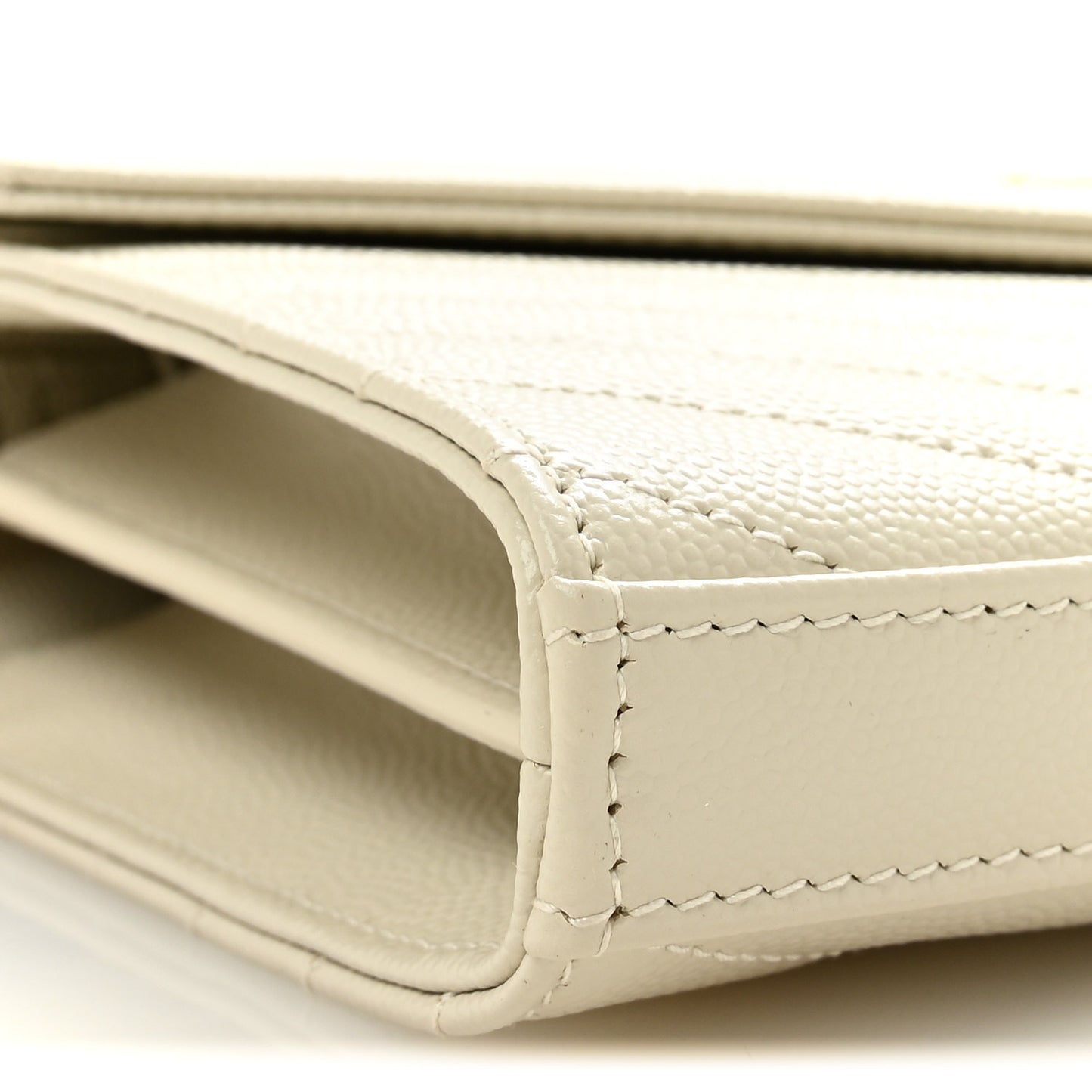 Grain De Poudre Matelasse Chevron Monogram Chain Wallet Crema Soft