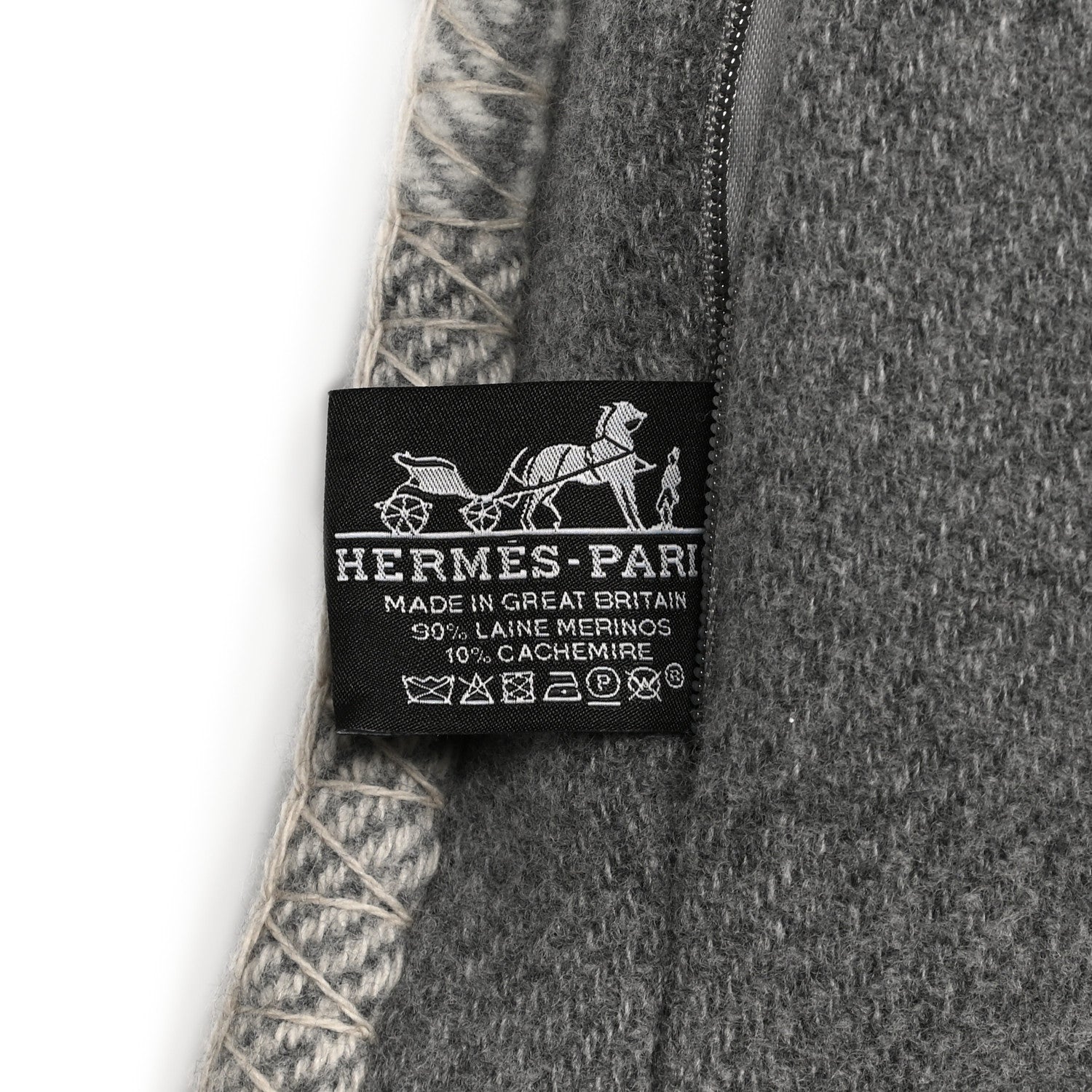Hermes Wool Cashmere Avalon Paper Block Pillow Gris Acier 3 of 3