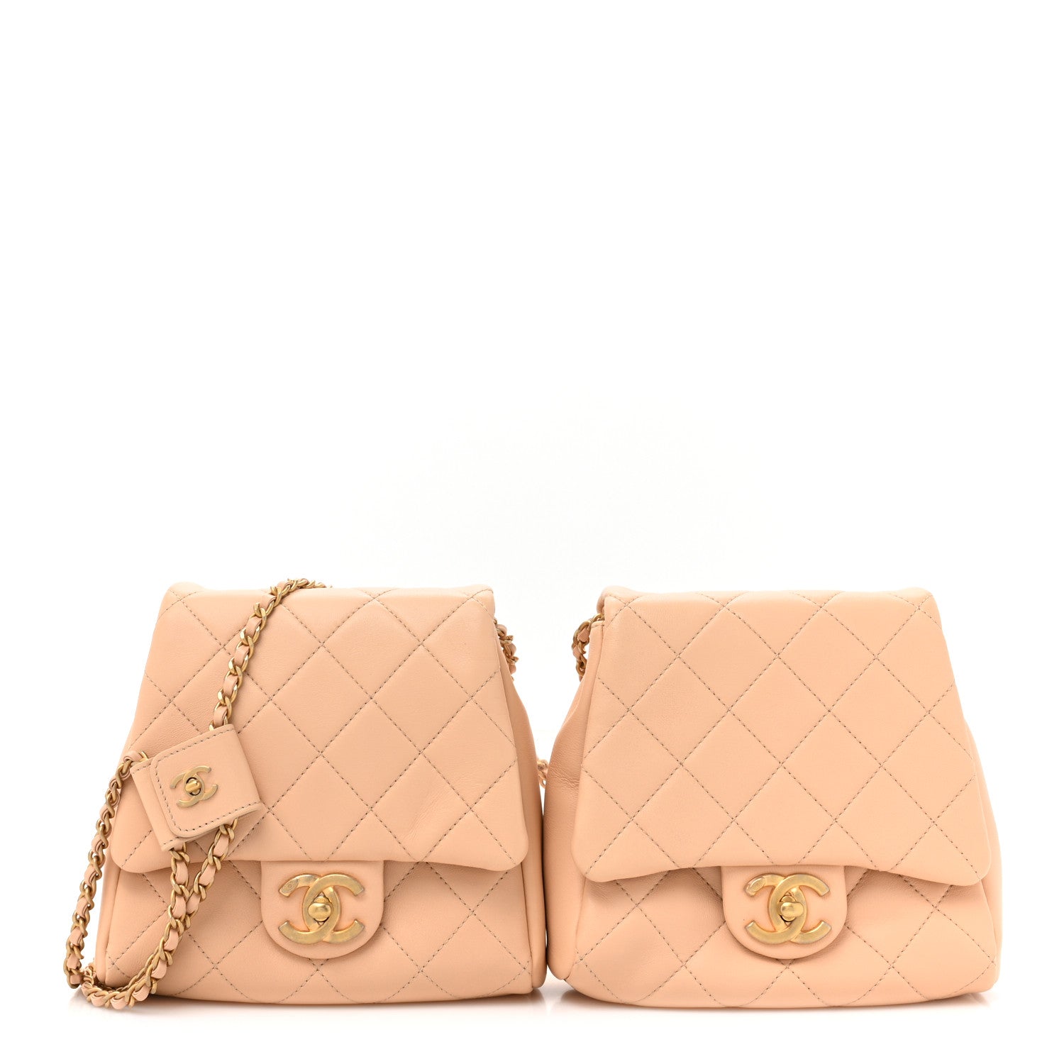 Chanel Lambskin Quilted Side-Packs Beige 1 of 12