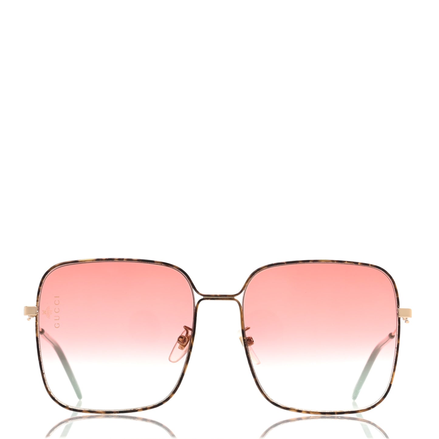 Metal Square Frame Sunglasses GG0443S Gold Pink