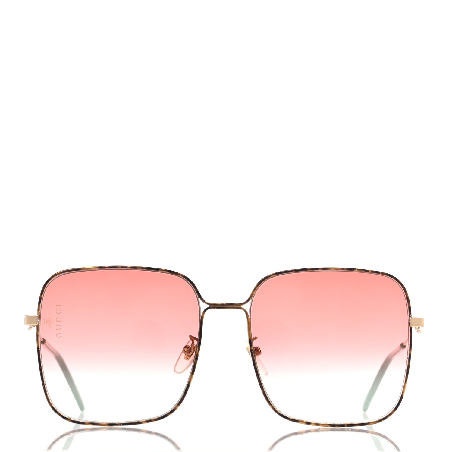 Gucci Metal Square Frame Sunglasses GG0443S Gold Pink 2 of 10