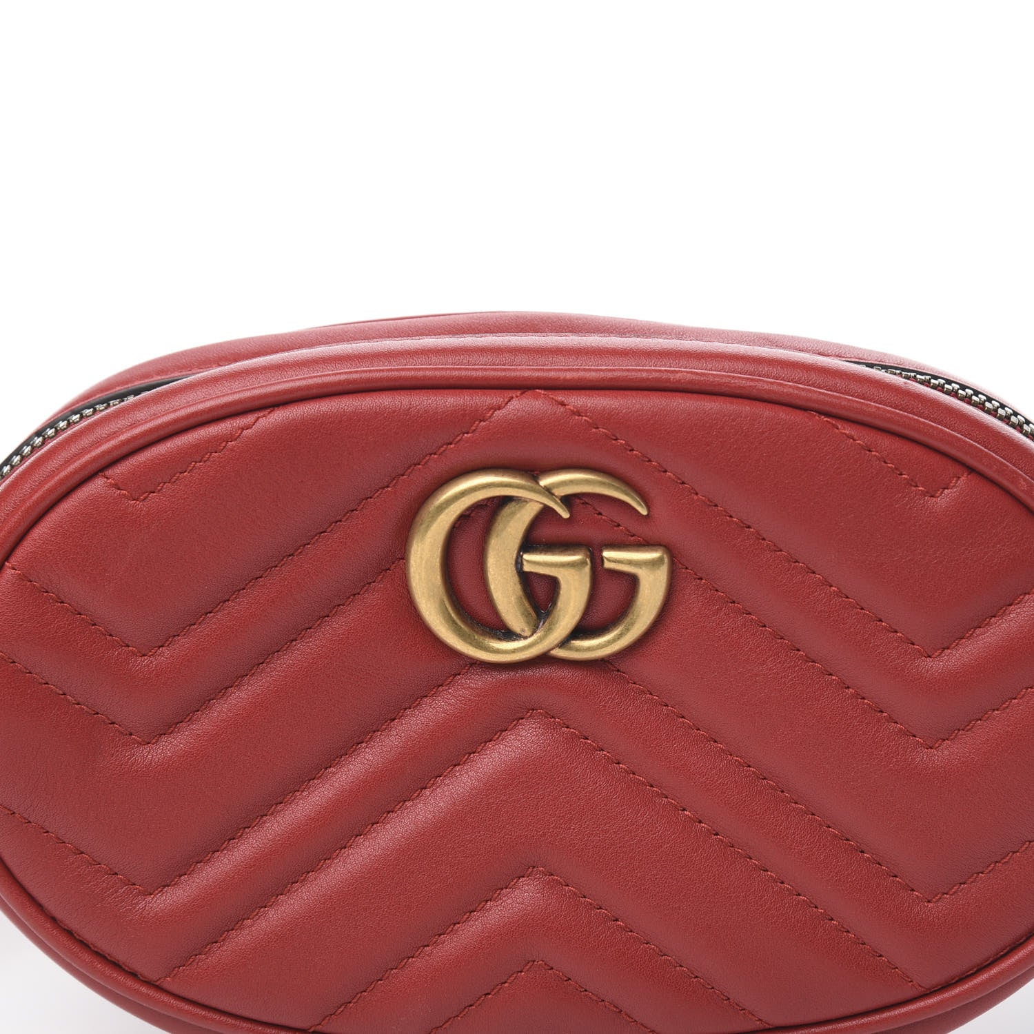 Gucci Calfskin Matelasse GG Marmont Belt Bag 75 30 Hibiscus Red 9 of 9