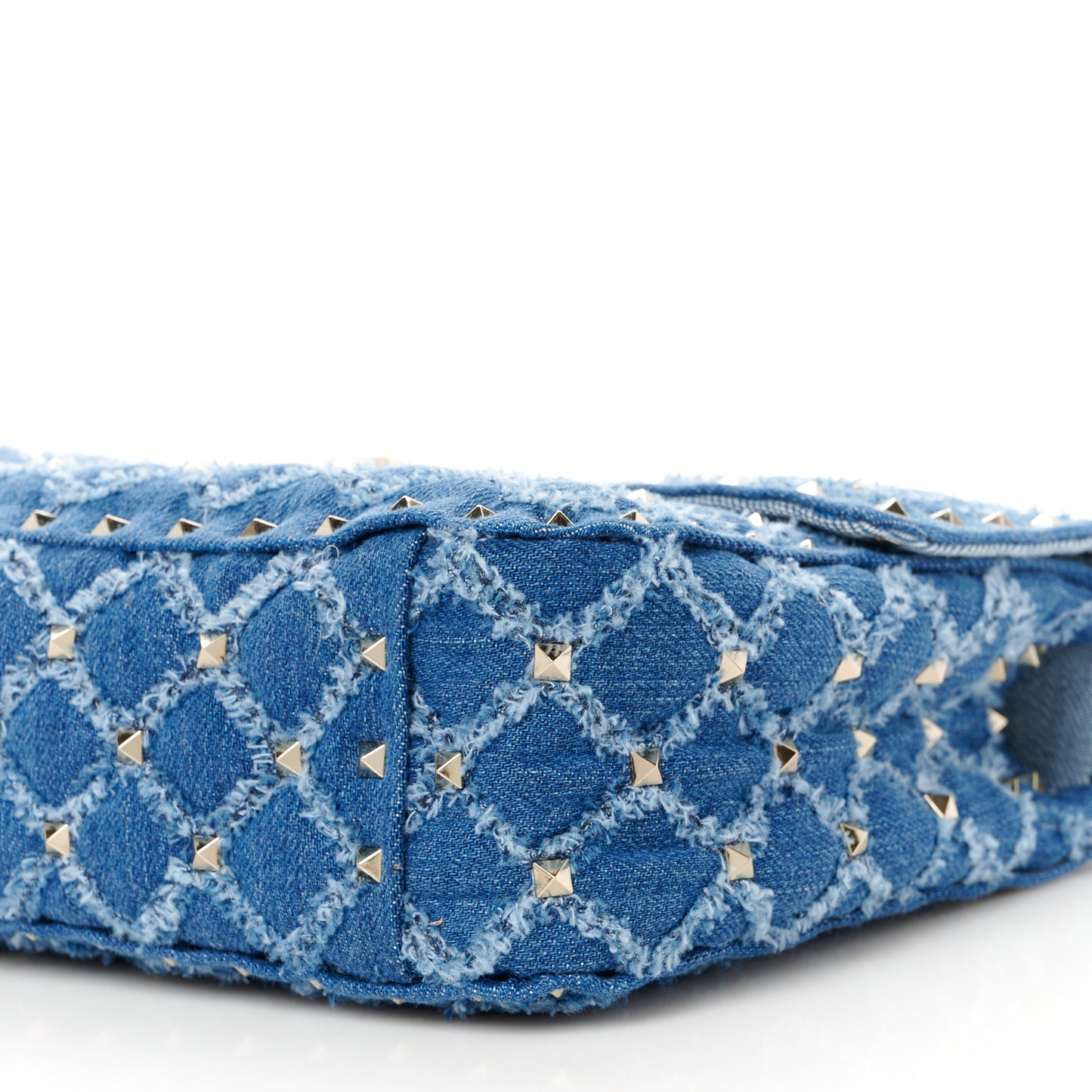 Denim Medium Rockstud Spike Shoulder Bag Denim
