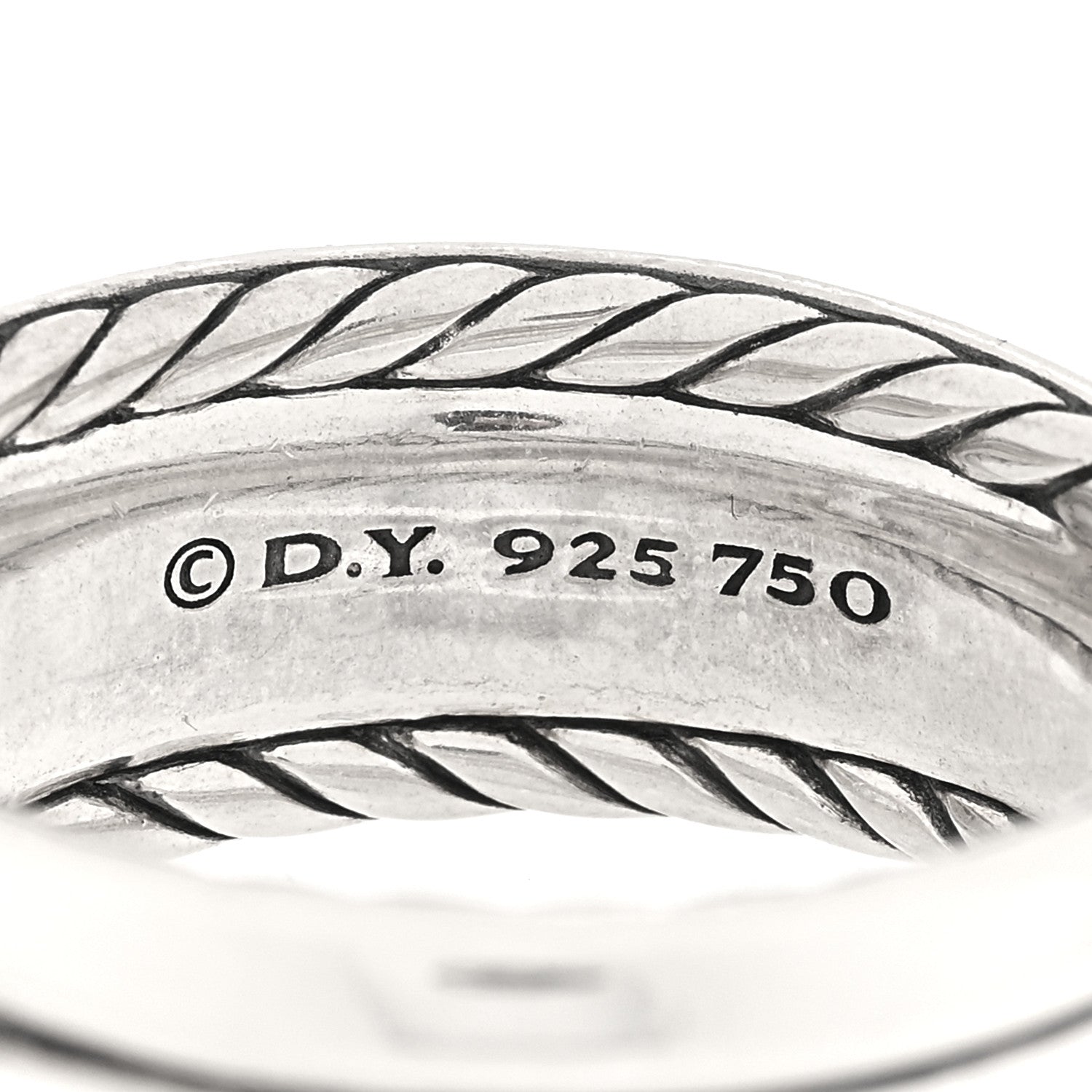 David Yurman Sterling Silver 18K Yellow Gold Thoroughbred Cushion Link Ring 60 9 4 of 4