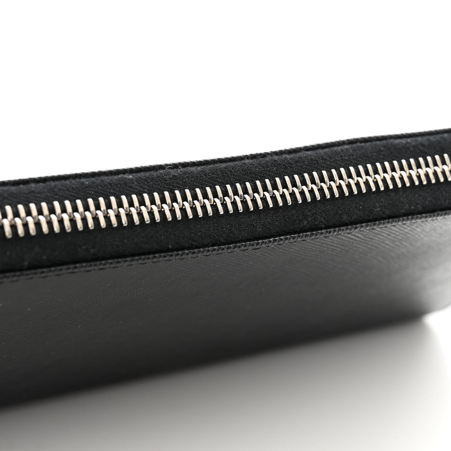 Saffiano Triangle Zip Around Wallet Black