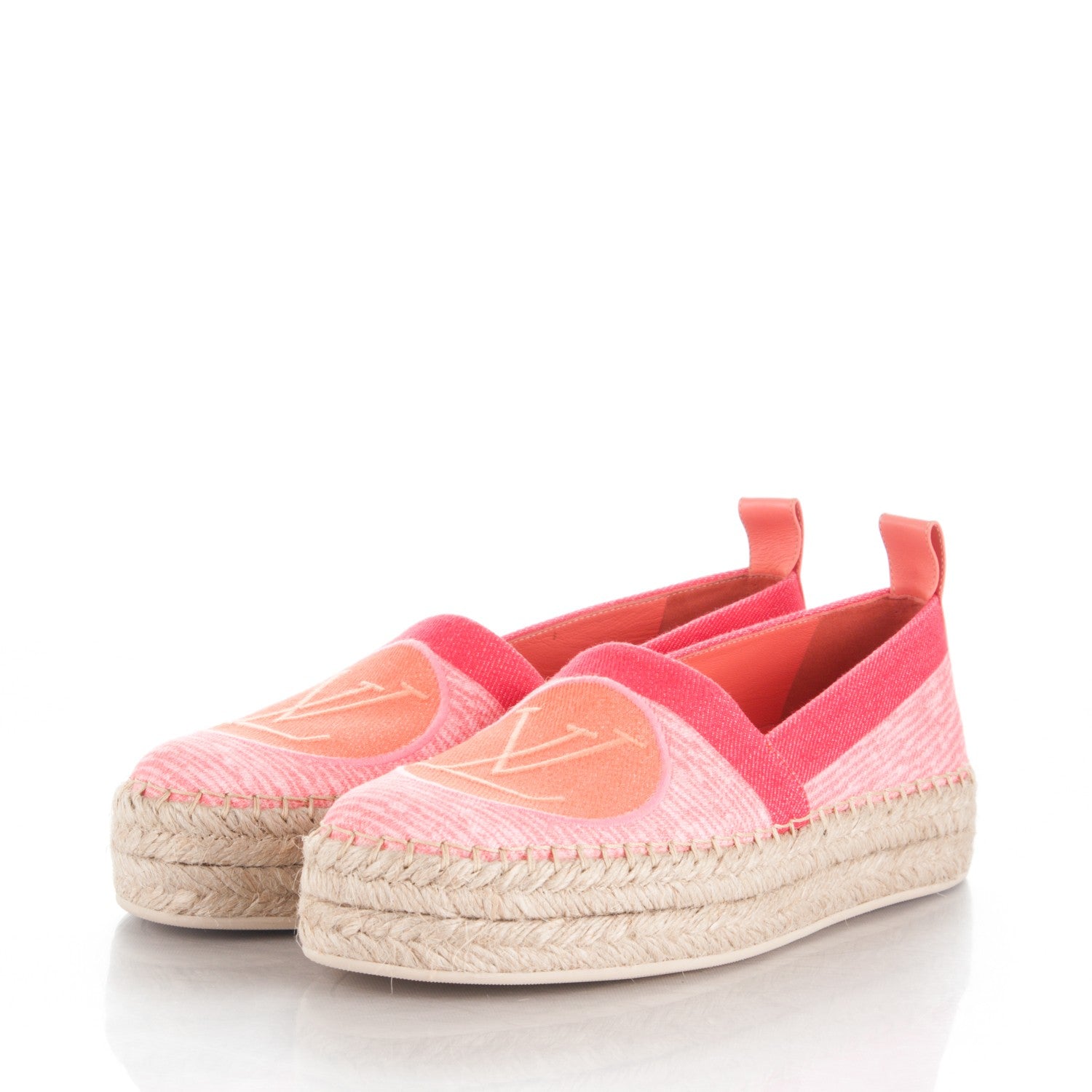 Louis Vuitton Canvas Blue Shore Espadrille Flats 37 Corail 3 of 8