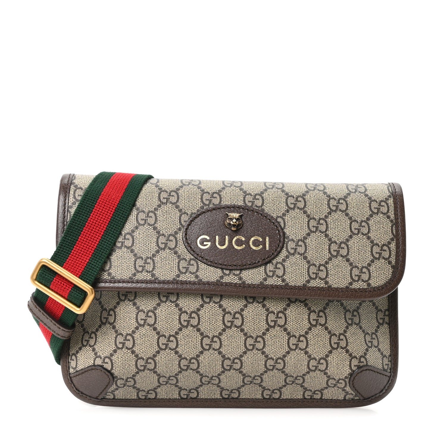 GG Supreme Monogram Neo Vintage Web Belt Bag Brown