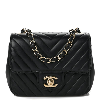 Chanel Lambskin Chevron Quilted Mini Square Flap Black 1 of 7